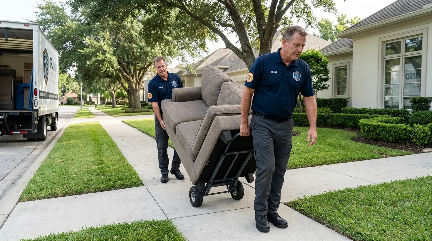 Local residential moving crew loading furniture in Dierks, AR